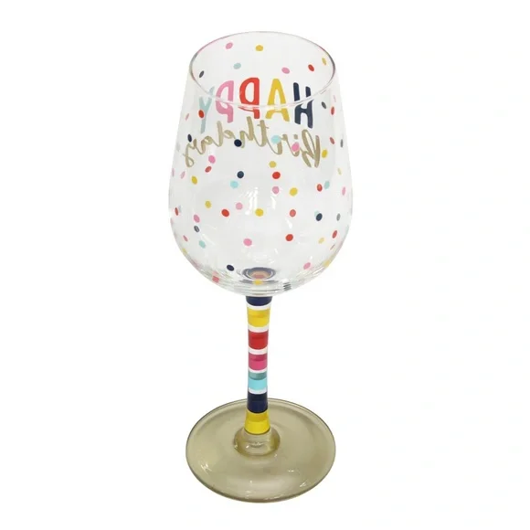 Happy Birthday Colorful Wine Glass - Picture 3 of 4